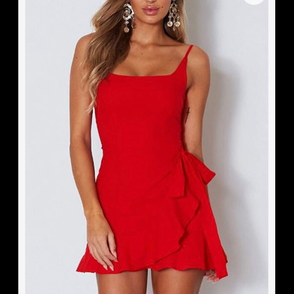 Red Ruffle Dress - Picture 2 of 5